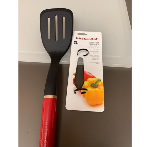 KitchenAid Red Classic Nylon Slotted Turner 13.66-Inch Aqua Sky - Picture 4 of 11
